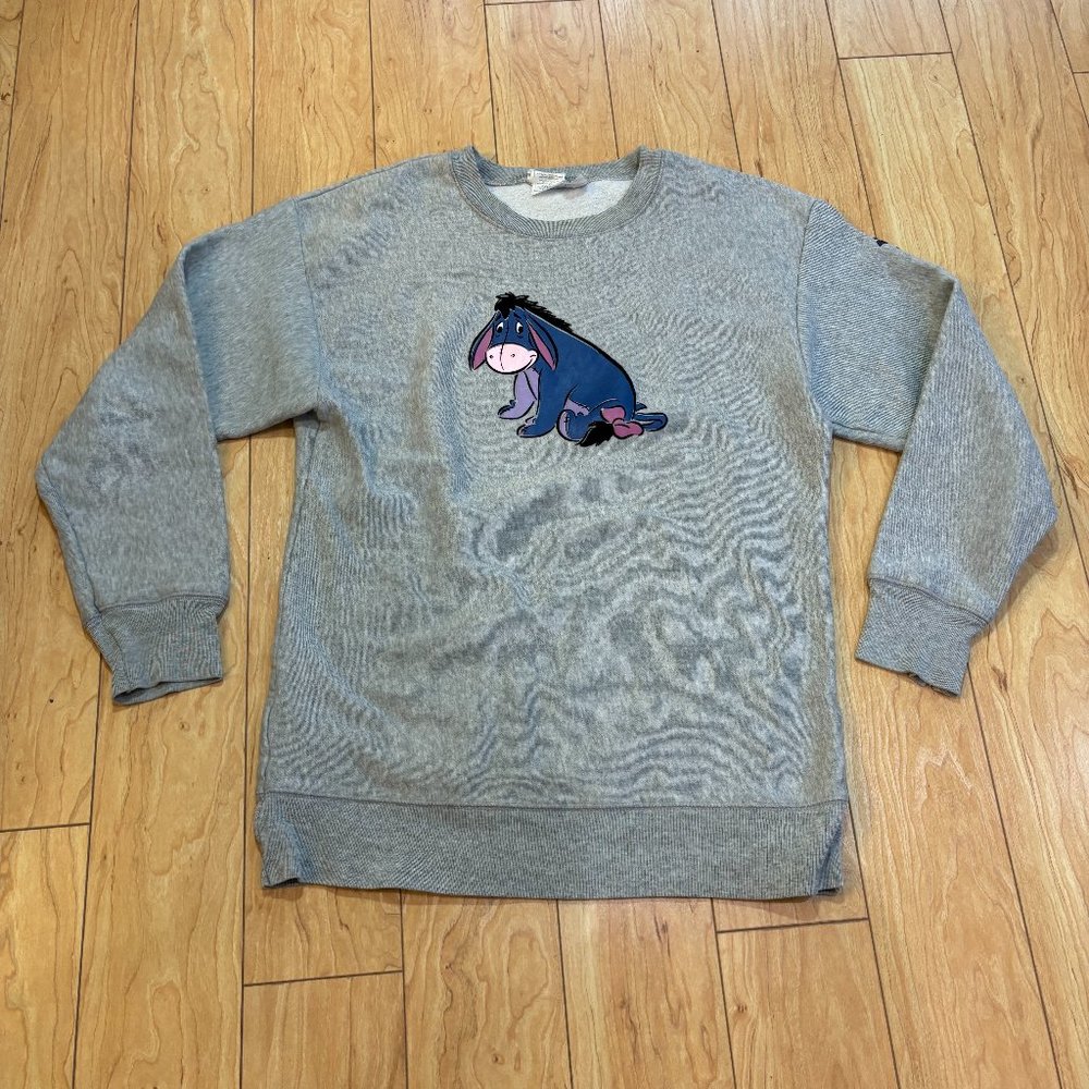 Disney Eeyore Crewneck Sweatshirt Gray Winnie The Pooh Women's Size Medium READ